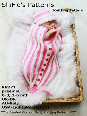 cover image of 221- Pleated Cocoon Baby Knitting Pattern #221